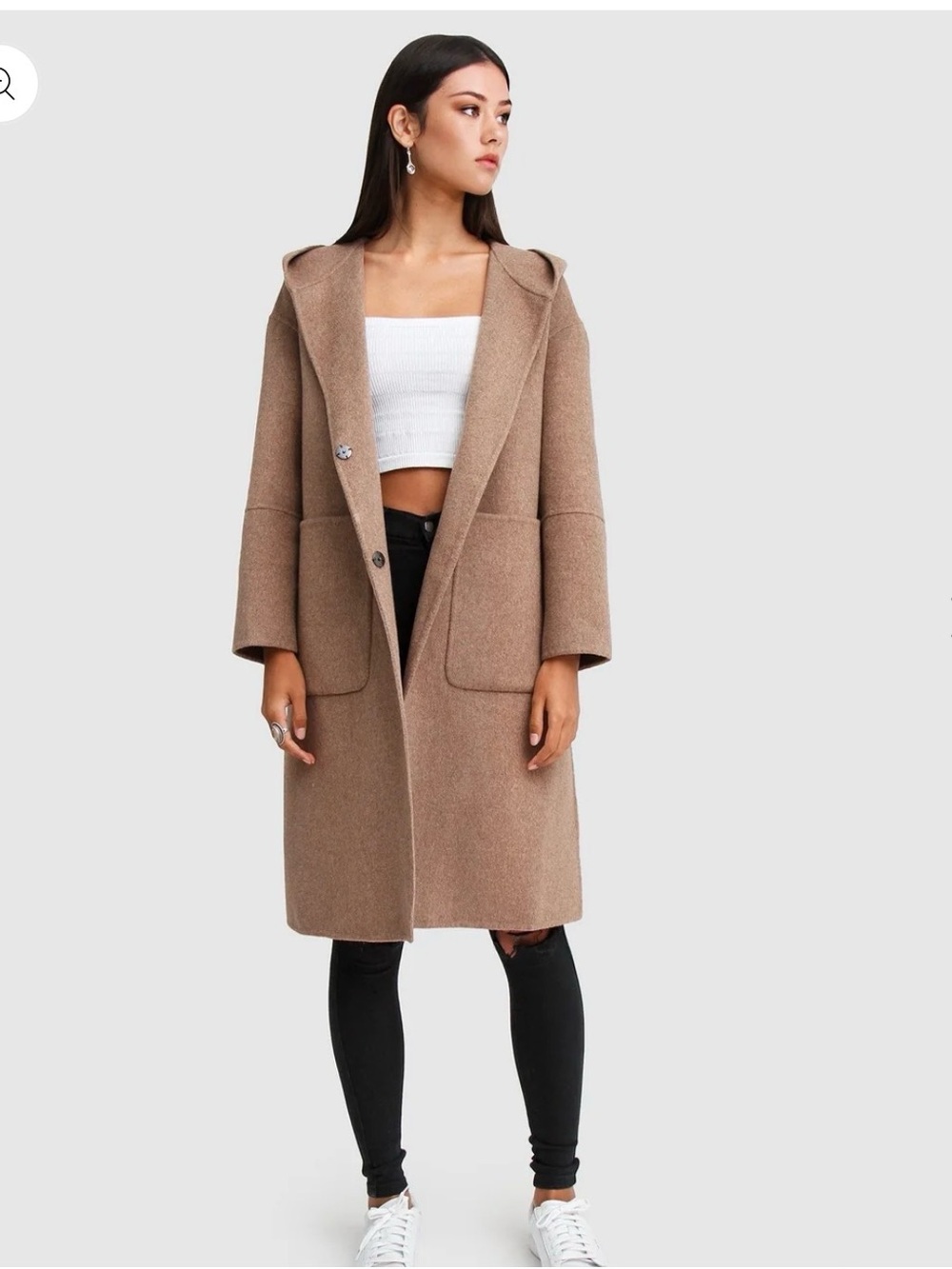 NWT Belle & Bloom Oat Wool Blend Hooded Coat Size S